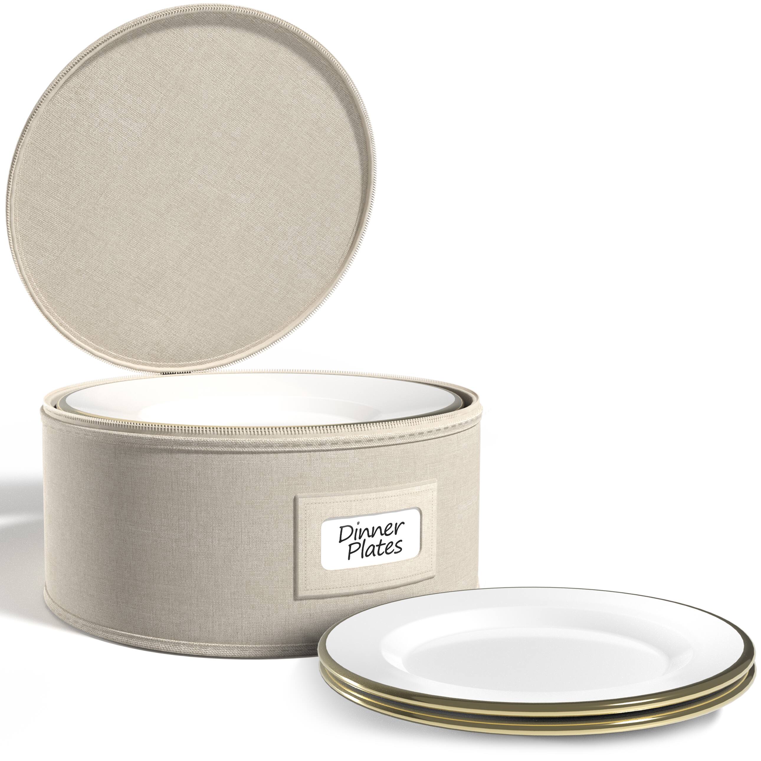 Sorbus - China Storage Dinner Plate Container Dinnerware Organizer (1 Piece) - Beige / Gray