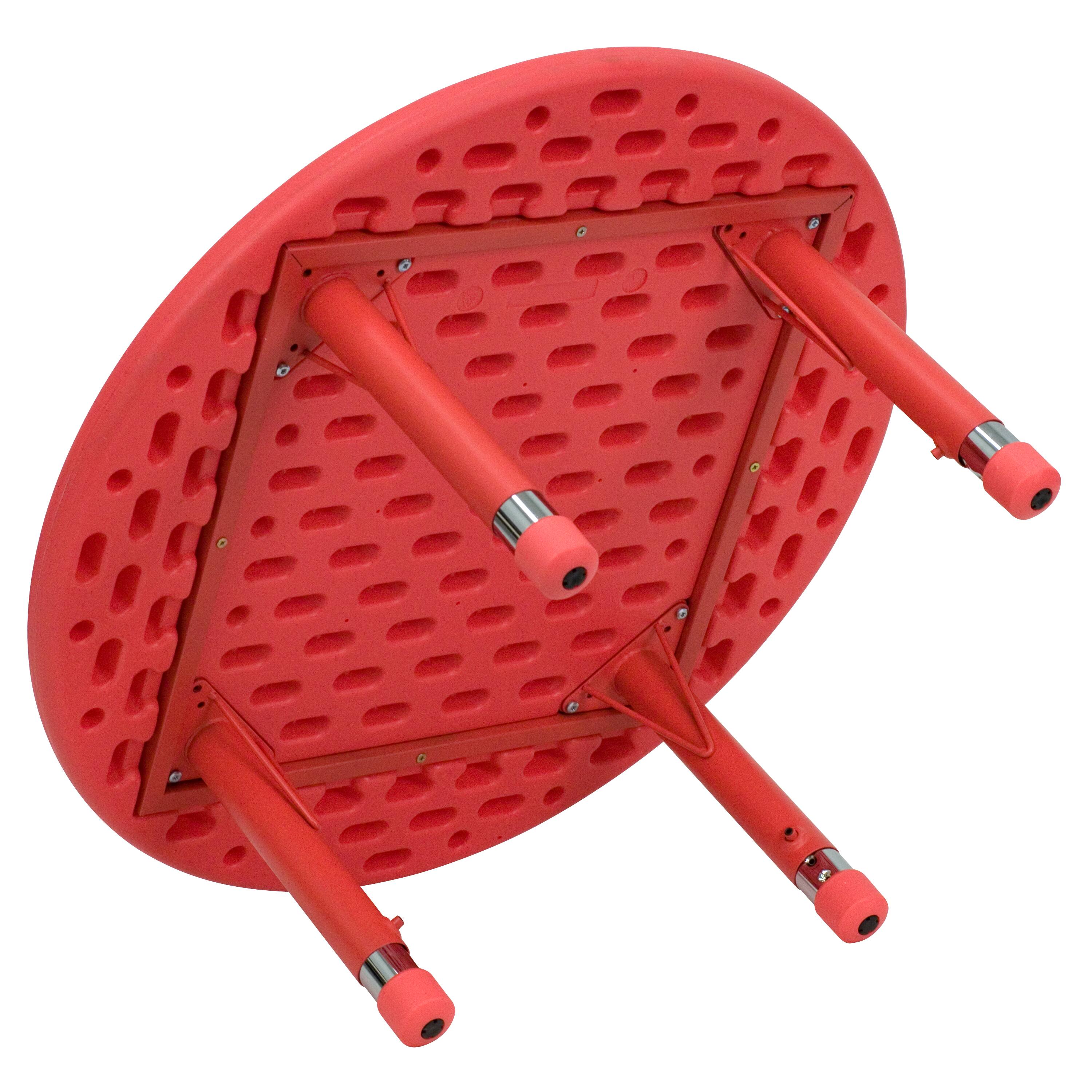 Alt View 3. Emma + Oliver - 33" Round Plastic Height Adjustable Activity Table - Red.