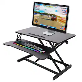 Loheer - Adjustable Height Standing Laptop Desk Converter - Black