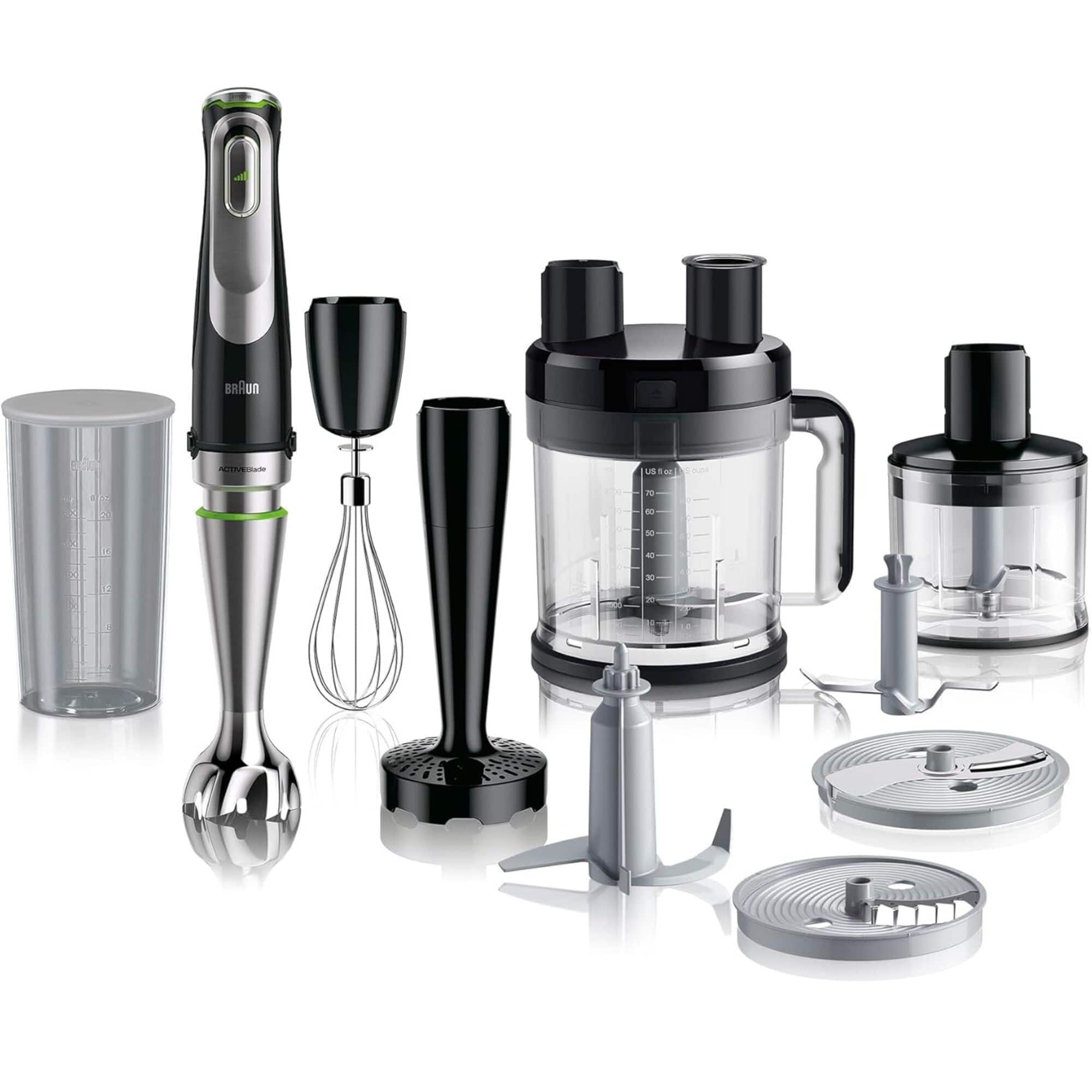 Braun - MultiQuick 9 1200W 3-Speed Hand Blender with Electric Handheld Mixer, Food Processor & Food Chopper - Black