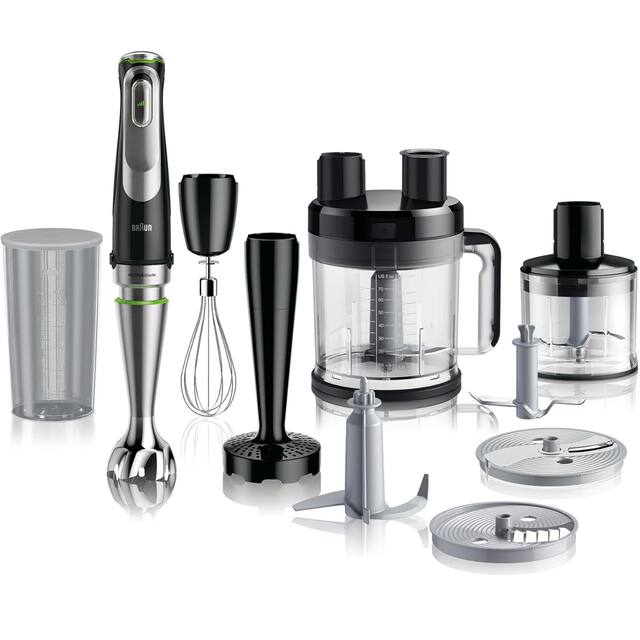 Braun - MultiQuick 9 1200W 3-Speed Hand Blender with Electric Handheld Mixer, Food Processor & Food Chopper - Black