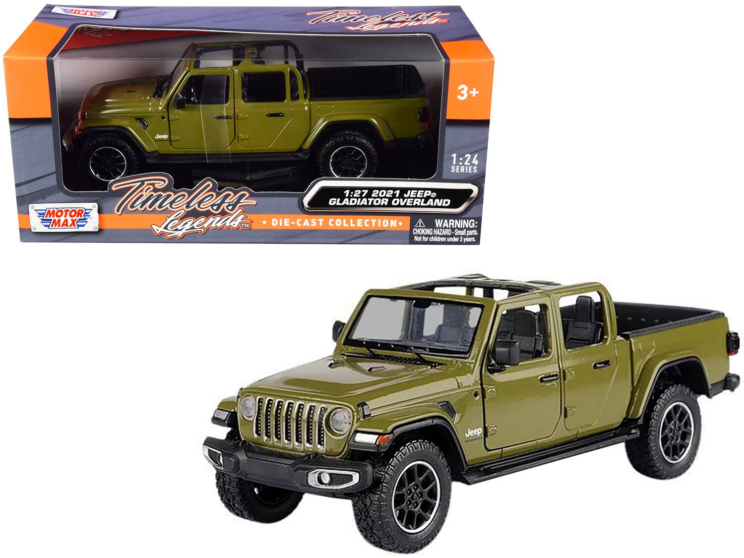 2021 Jeep Gladiator Overland (Open Top) Pickup Truck Matt Green 1/24-1/27 Diecast Model Car by Motormax price history on PriceWatchPro