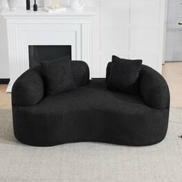Anysun - 66.9" Curved Teddy Velvet Loveseat Sofa - Full Compression Sponge, No Assembly, 350 lbs Capacity for Small Spaces - Black