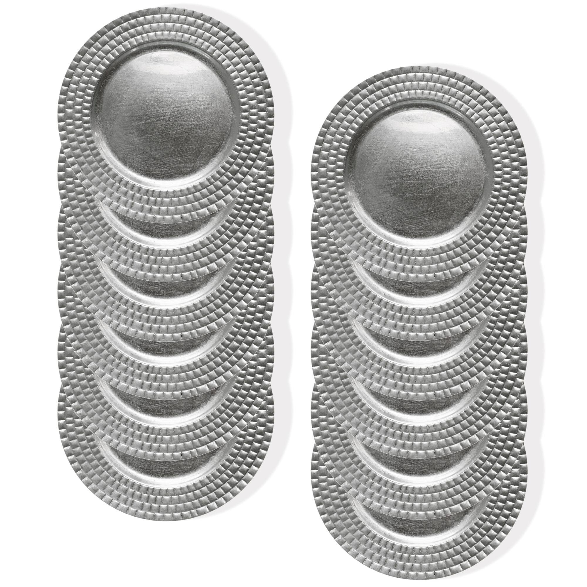 American Atelier - Linear Charger Plate Set- 12 Pieces - Silver