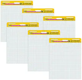 Post-it - Super Sticky Wall Easel Pad, 25" x 30", Grid Lined, 30 Sheets/Pad, 6 Pads/Pack (560 VAD 6PK) - White