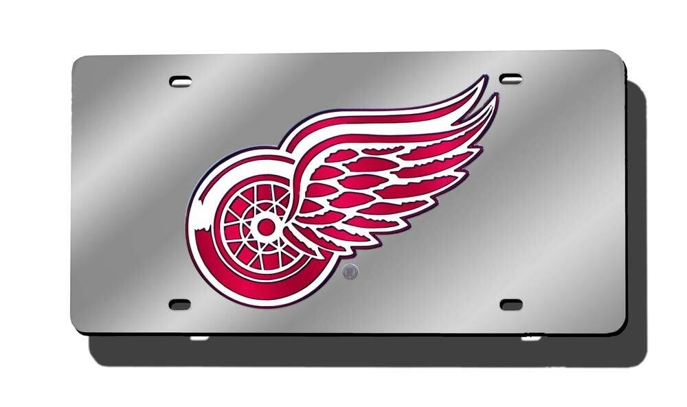 Alt View 5. Rico Industries - Detroit Red Wings NHL Logo Mirror Look LASER License Plate - Multi.
