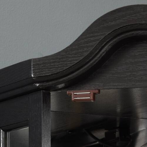 Alt View 2. LUCKY ONE - Freestanding Corner Curio Cabinet with Tempered Glass Shelves LED Light Display for Living Room Decor - Black.