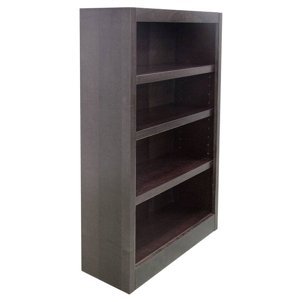 Angle. Concepts in Wood - Single Wide Bookcase 4 Shelves Espresso Finish - Brown.