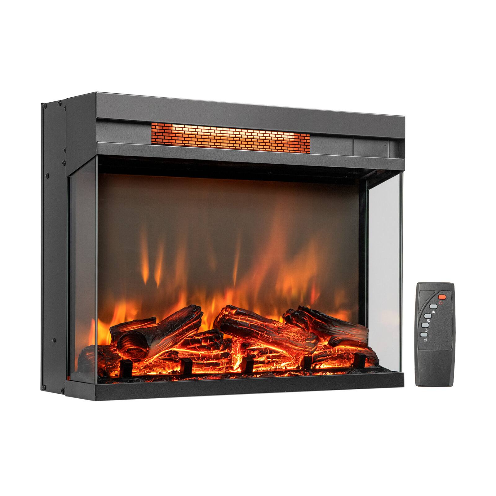 Back. SlickBlue - Modern 3-Sided Electric Fireplace Insert with Remote for Cozy Ambience - Black.