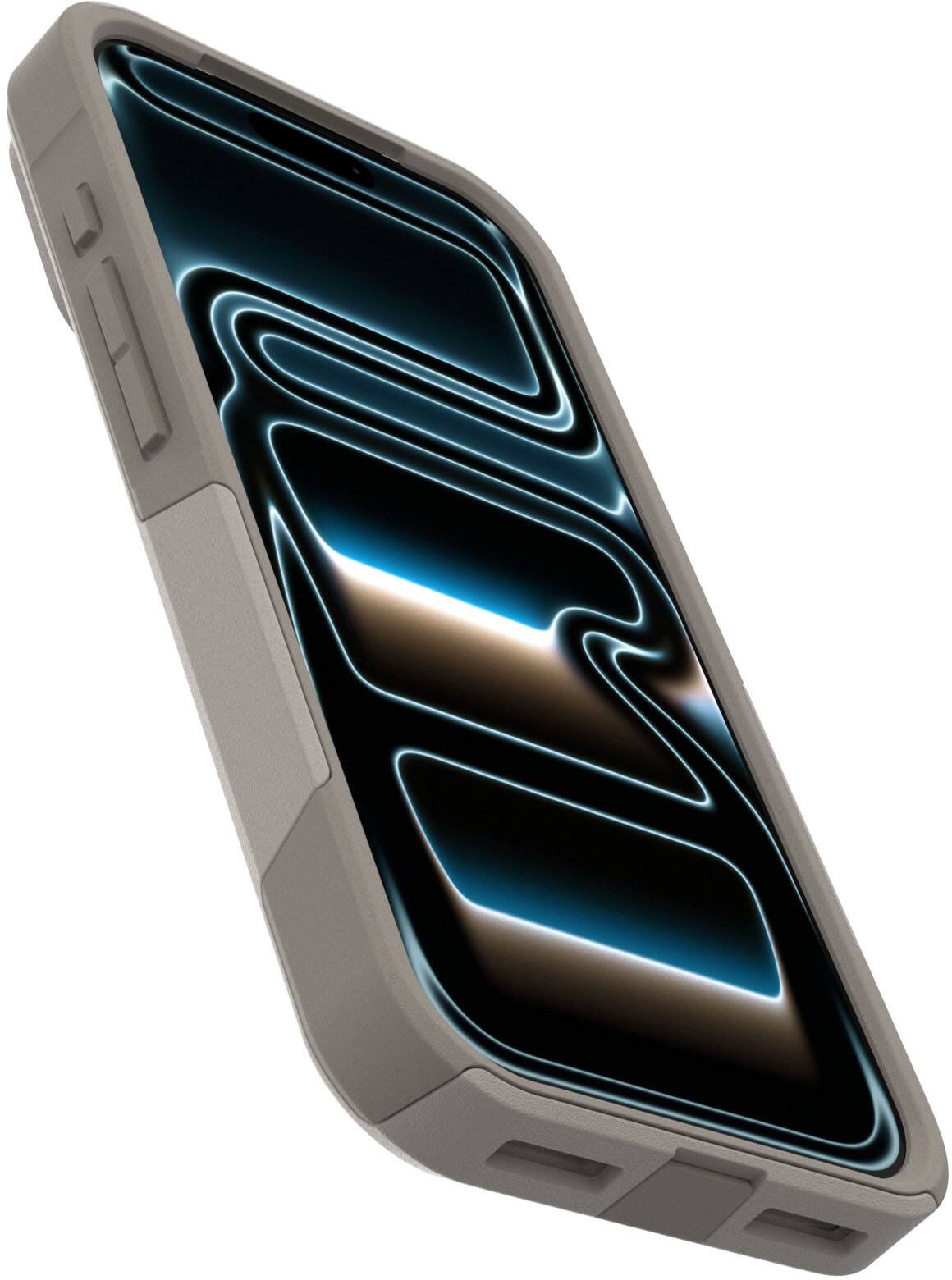 Left. OtterBox - Commuter Series Grip Hard Shell for Apple iPhone 18 Pro and Apple iPhone 17 Pro - Grey Comfort.