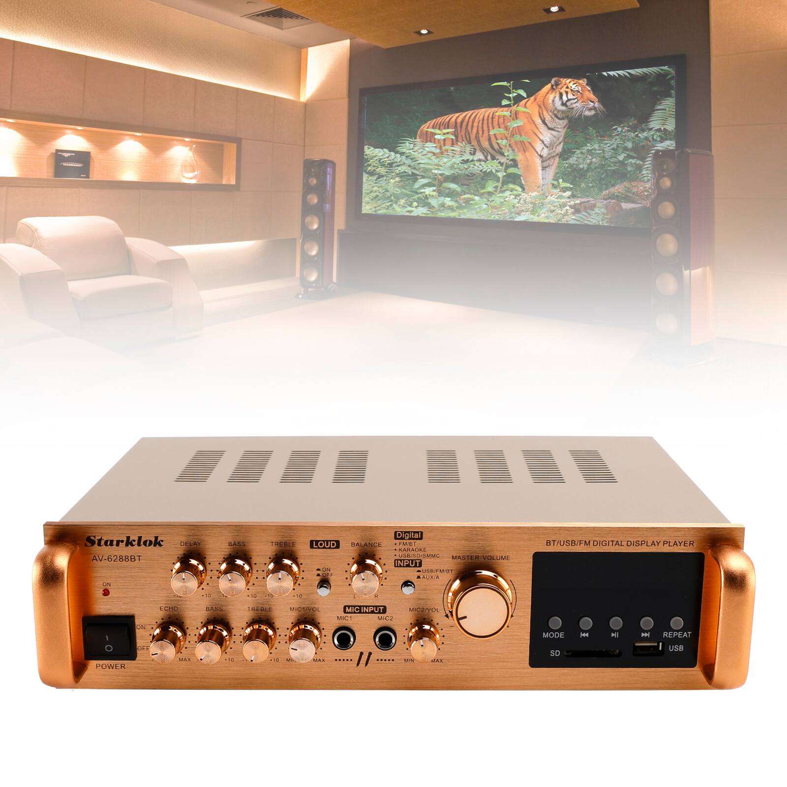 Starklok AV-6288BT - GASS THEBLE Digital LOUD BALANCE TA CARACRS USAIAM PD.. ... MASIER VOLUAE INPUT 1 DN. ... T/USRIFM DRCIITAL DISPLAY PLAYER A -1. - T2 - ON - POWER LODO .... A06 .. INAMLE MICSOSIL ... - .. MIC INPUT ME.T MIL2 // MICPNO : .. MODE SD - HI s REPEAT I USB