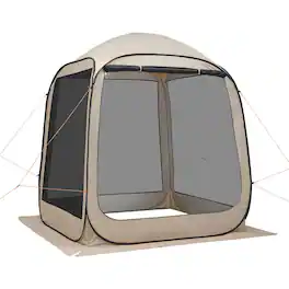 Loheer - Screen House Tent 6x6 Pop Up Screen Tent Screened in Canopy - Beige