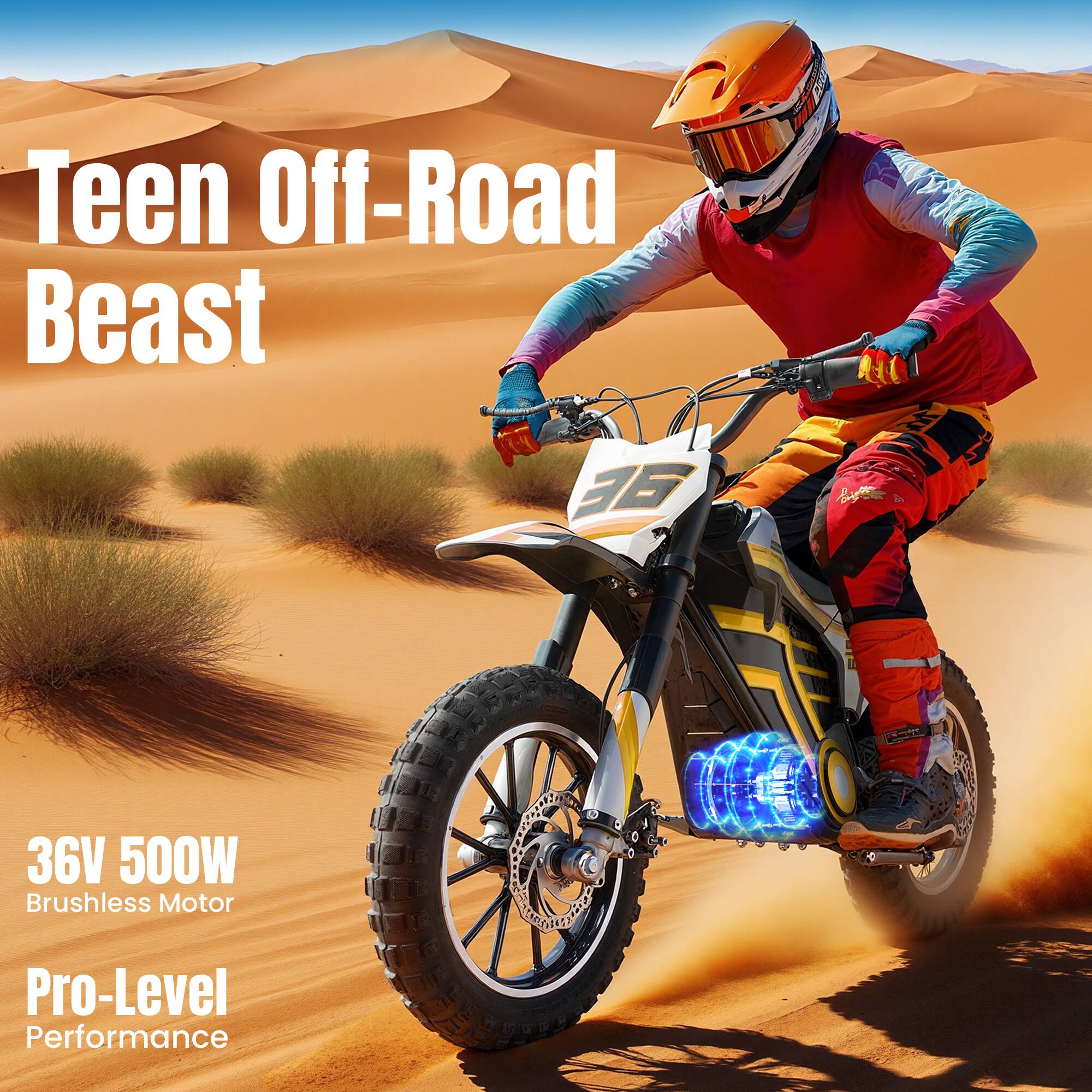 Teen Off-Road Beast  
EE M0  
36V 500W Brushless Motor  
Pro-Level Performance