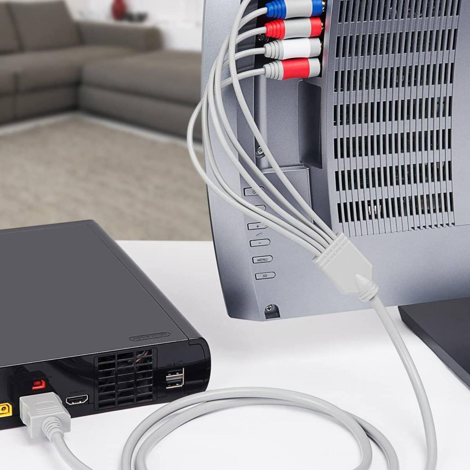 Back. Stock Preferred - 6ft High-Definition Component HD AV Cable for Nintendo - Grey.