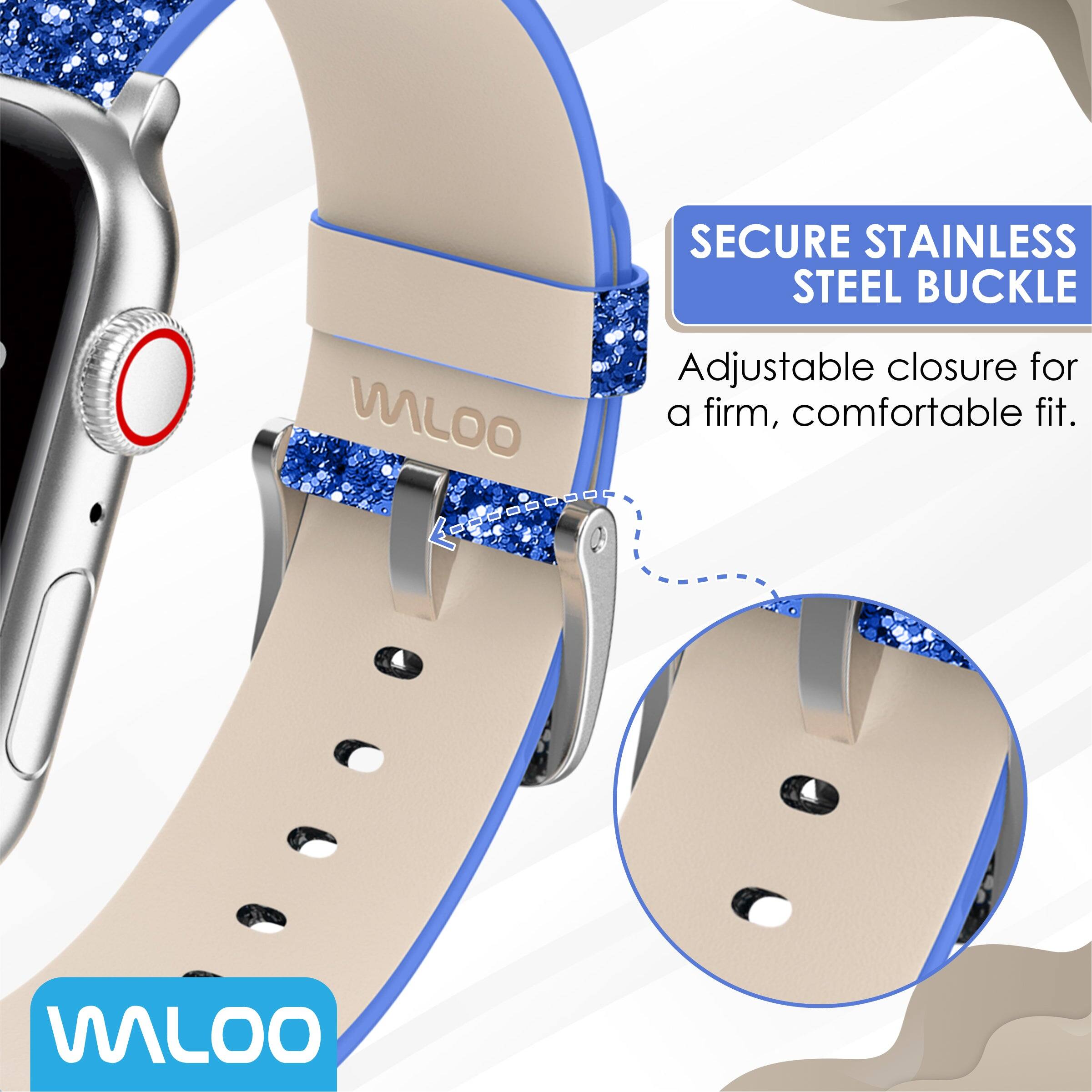 SECURE STAINLESS STEEL BUCKLE  
Adjustable closure for a firm, comfortable fit.  
MALOO