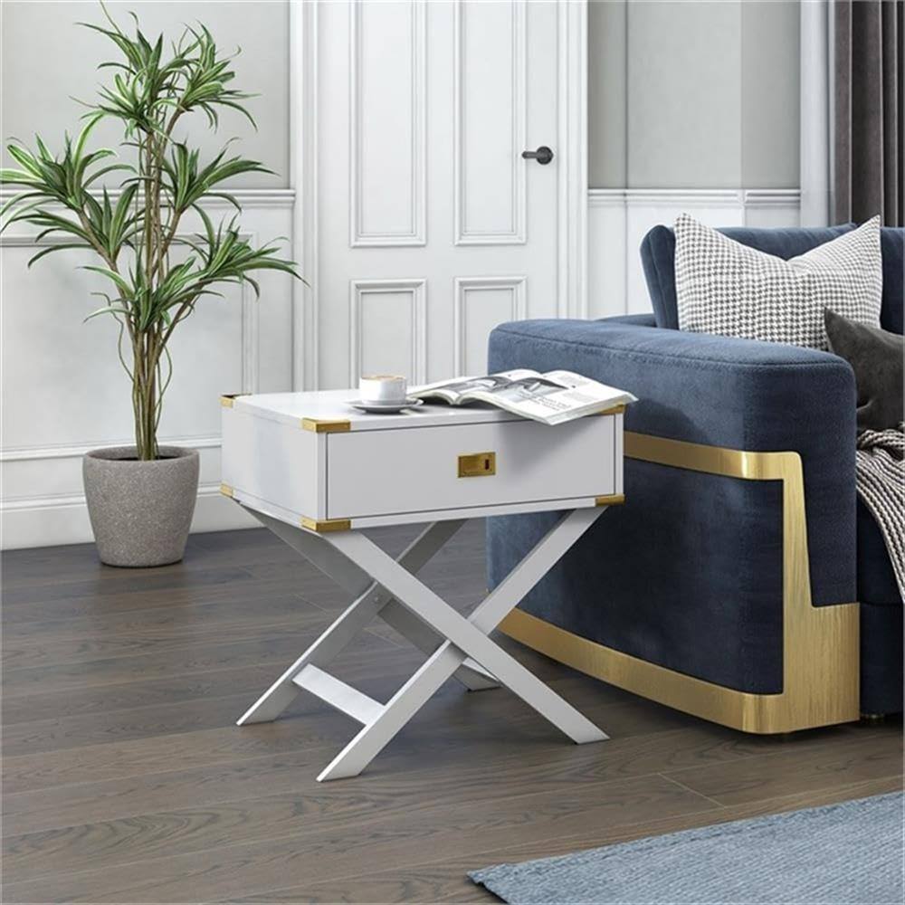 Alt View 5. Furniture of America - Nenol Contemporary Wood X-Shape Legs End Table - White.