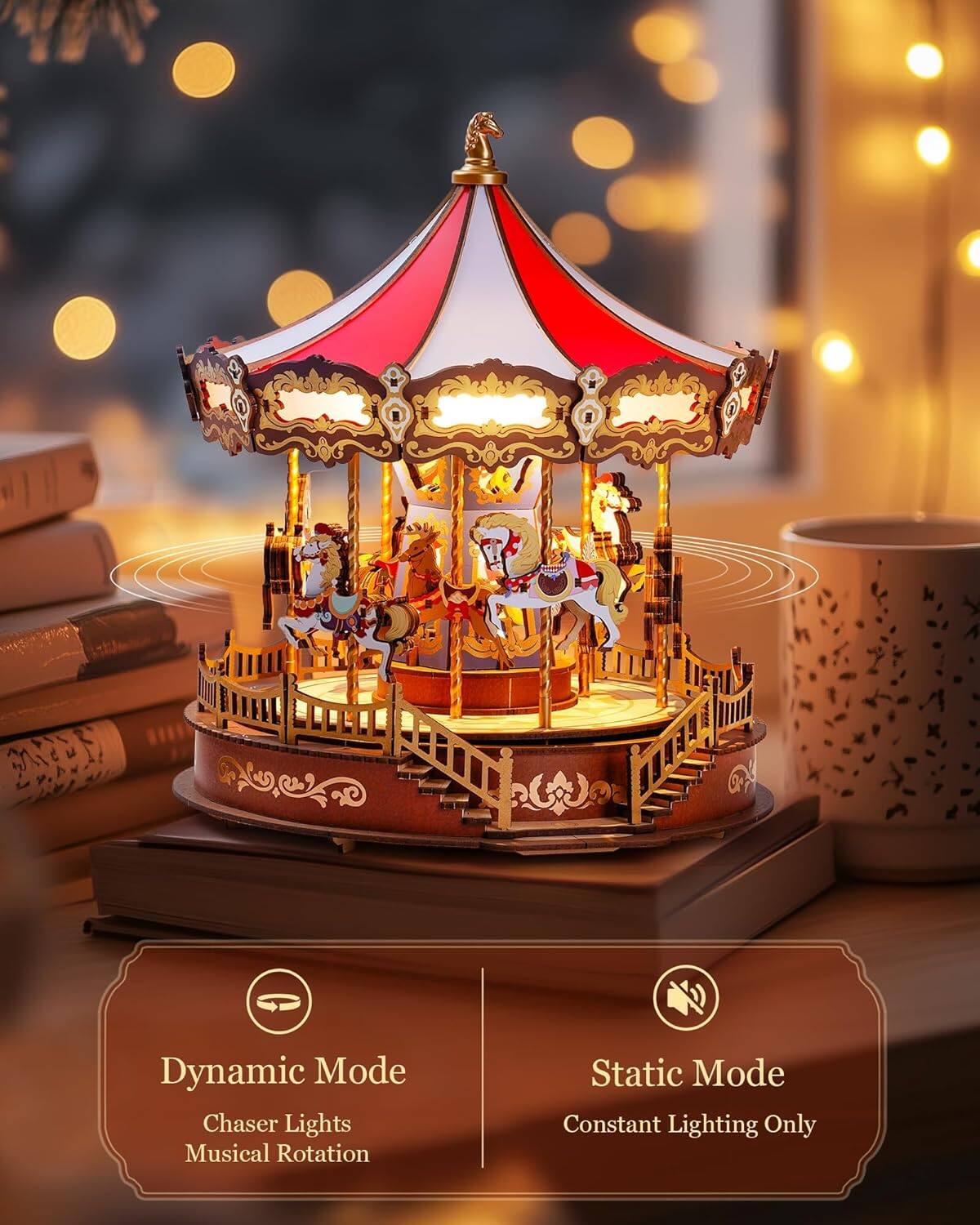 Dynamic Mode  
Chaser Lights  
Musical Rotation  

Static Mode  
Constant Lighting Only