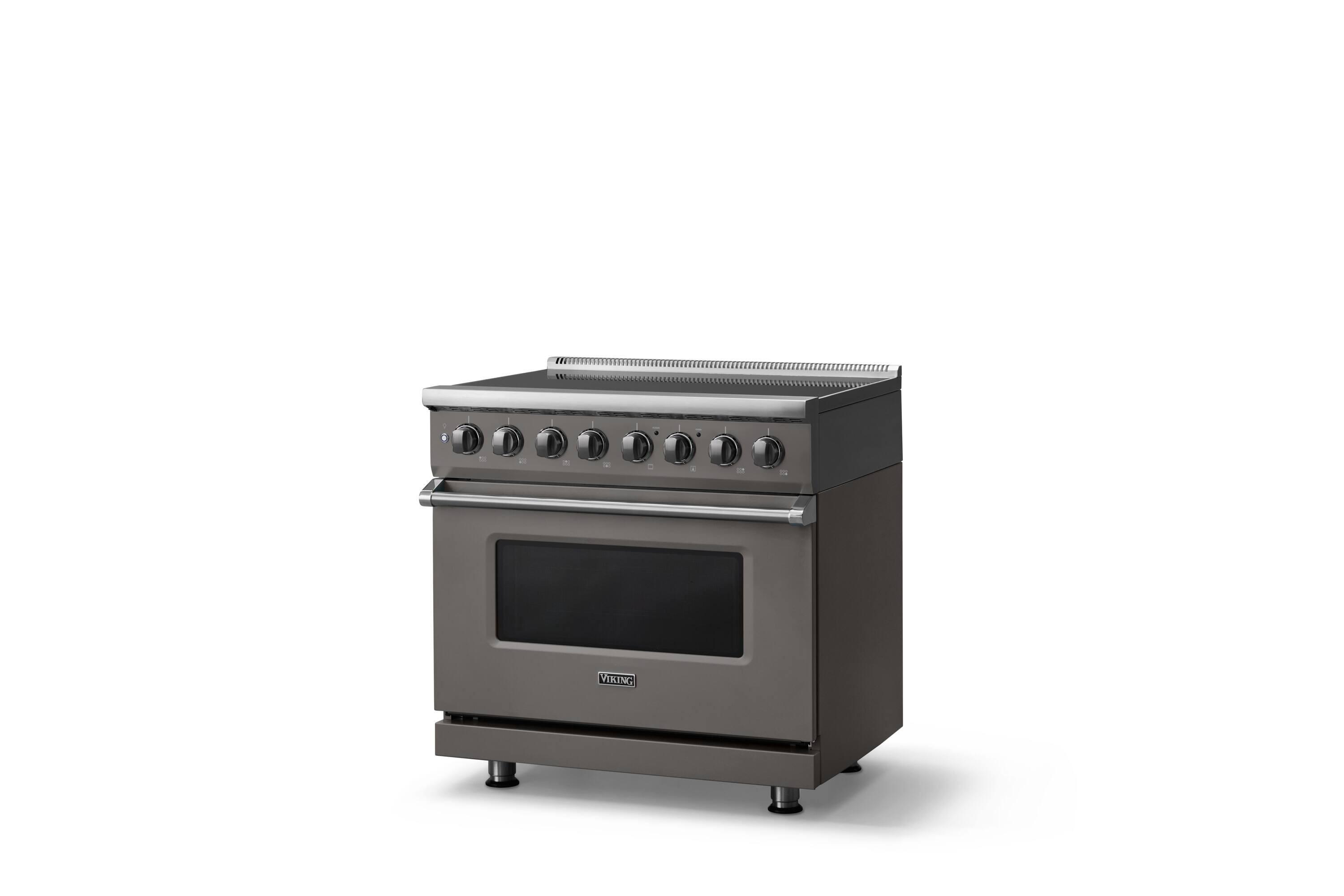 Angle. Viking - 36 in. Wide 6 Elements Pro 5 Series 5.6 Cu. Ft. Freestanding Induction Convection Range - Damascus Gray - Damascus Gray.