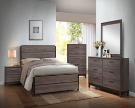 Kings Brand Furniture - Exeter Wood 6-Drawer Double Dresser & Mirror - Gray