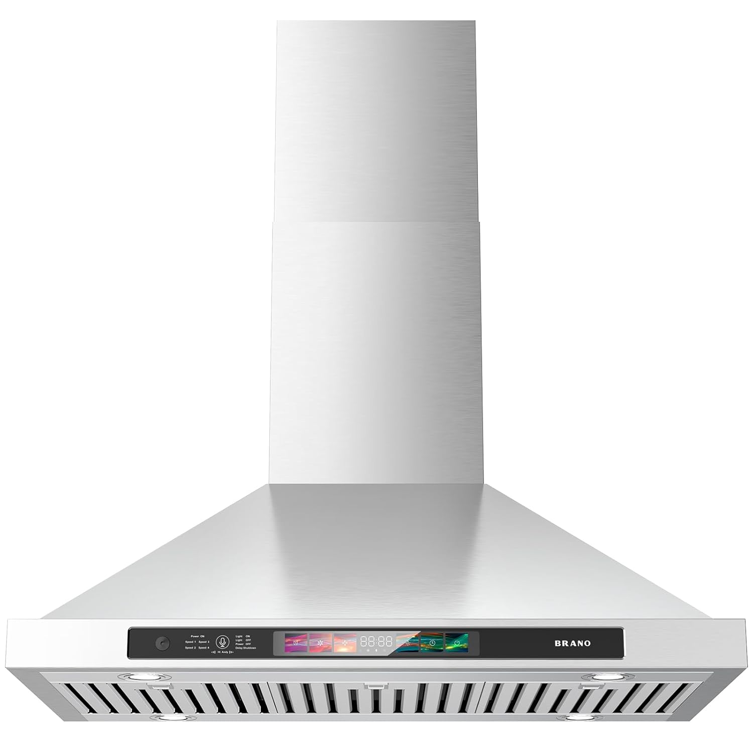 Front. Chery Life - 30 in. 900 CFM Wall Mount Cabinet Touch Control Stainless Steel Kitchen Range Hood with 4 Speed Exhaust Fan - Silver.