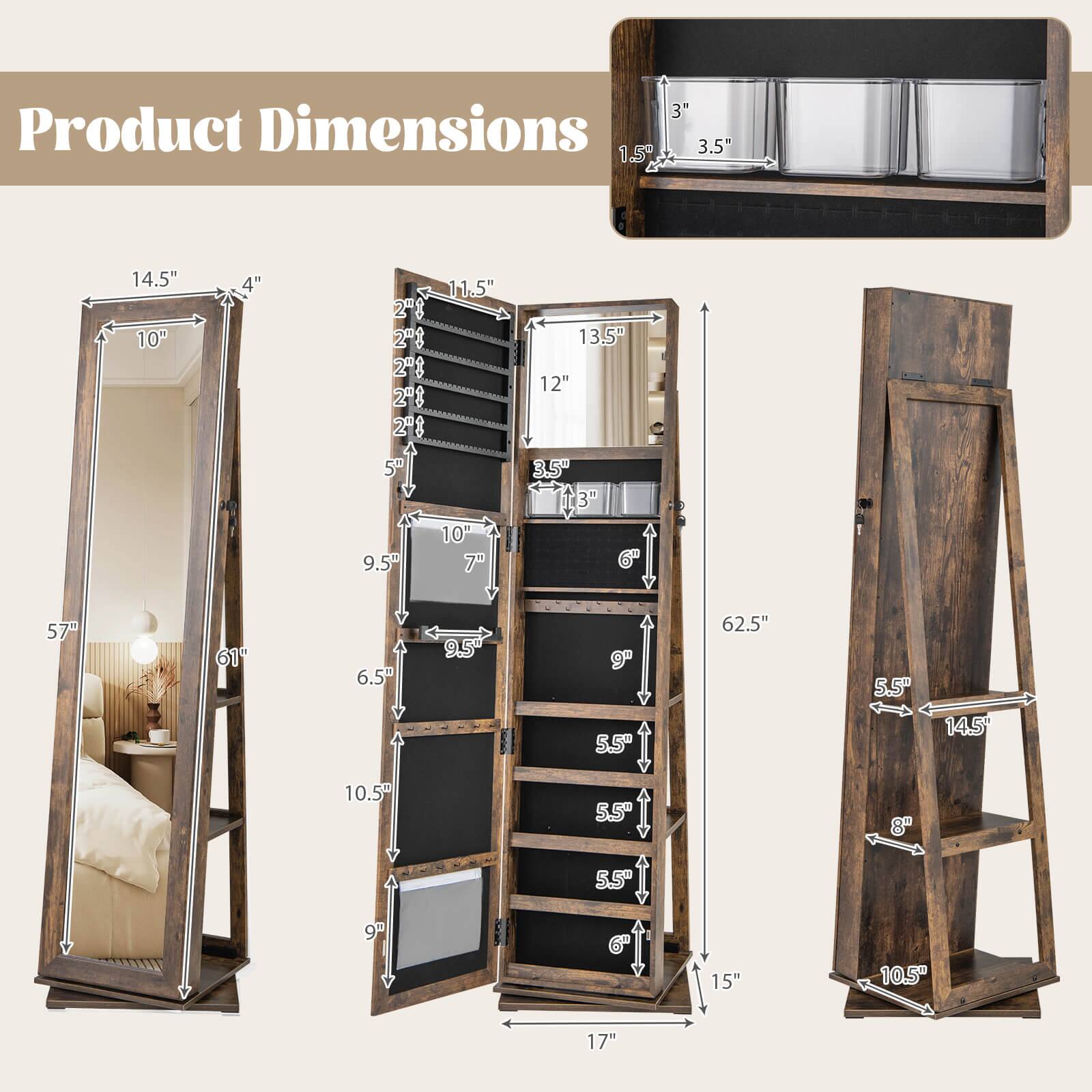 Product Dimensions

- 14.5" x 10" x 4"
- 57" x 61"
- 13.5" x 11.5" x 2"
- 62.5"
- 17"
- 15"
- 10.5"
- 9"
- 8"
- 14.5"
- 5.5"
- 5.5"
- 5.5"
- 5.5"
- 6"
- 9"
- 9.5"
- 7"
- 10.5"
- 6.5"
- 9.5"
- 3" x 1.5" x 3.5"