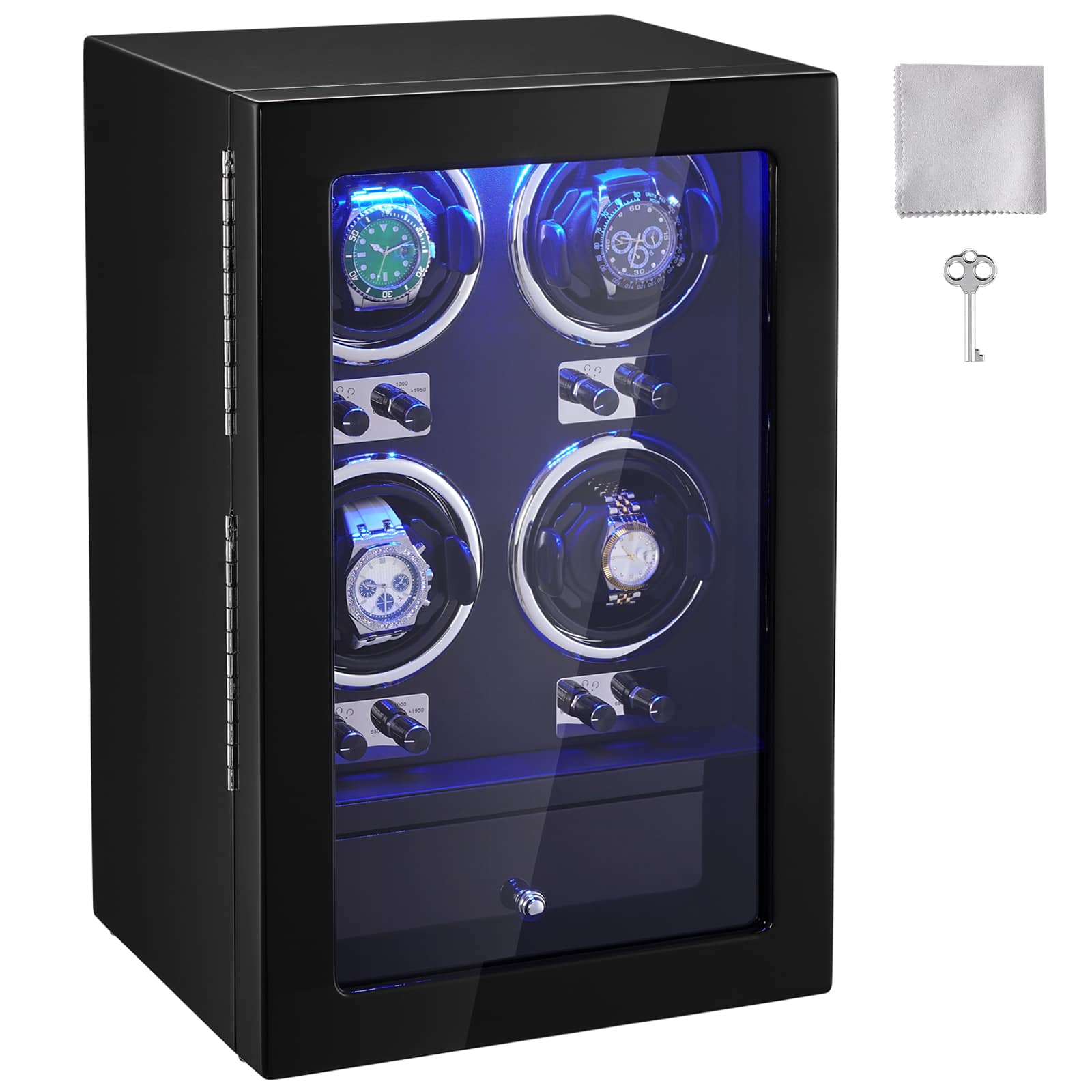 VEVOR - Watch Winder, Watch Winder for 4 Men's and Women's Automatic Watches, with 4 Super Quiet Japanese Mabuchi Motors - Black