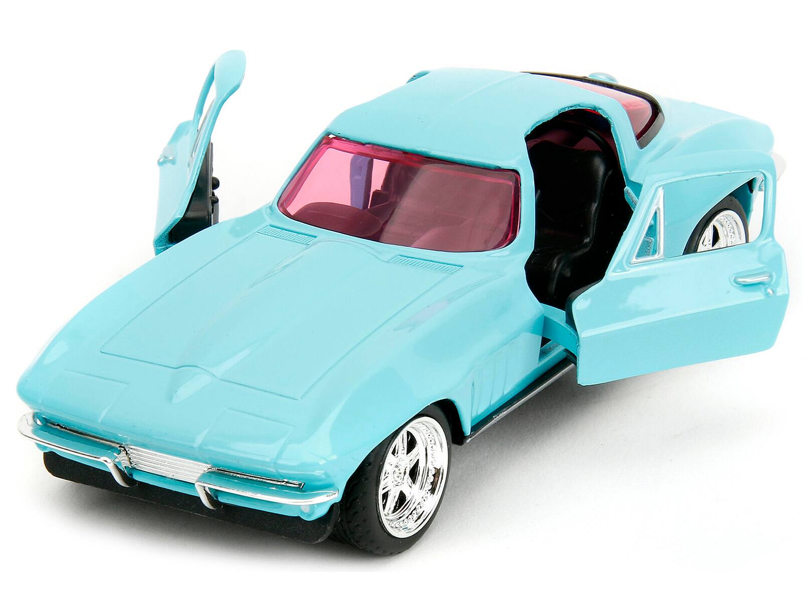 Alt View 1. Jada - 1966 Chevrolet Corvette Light Blue with Pink Tinted Windows "Pink Slips" Series 1/32 Diecast Model Car by Jada - Multicolor.