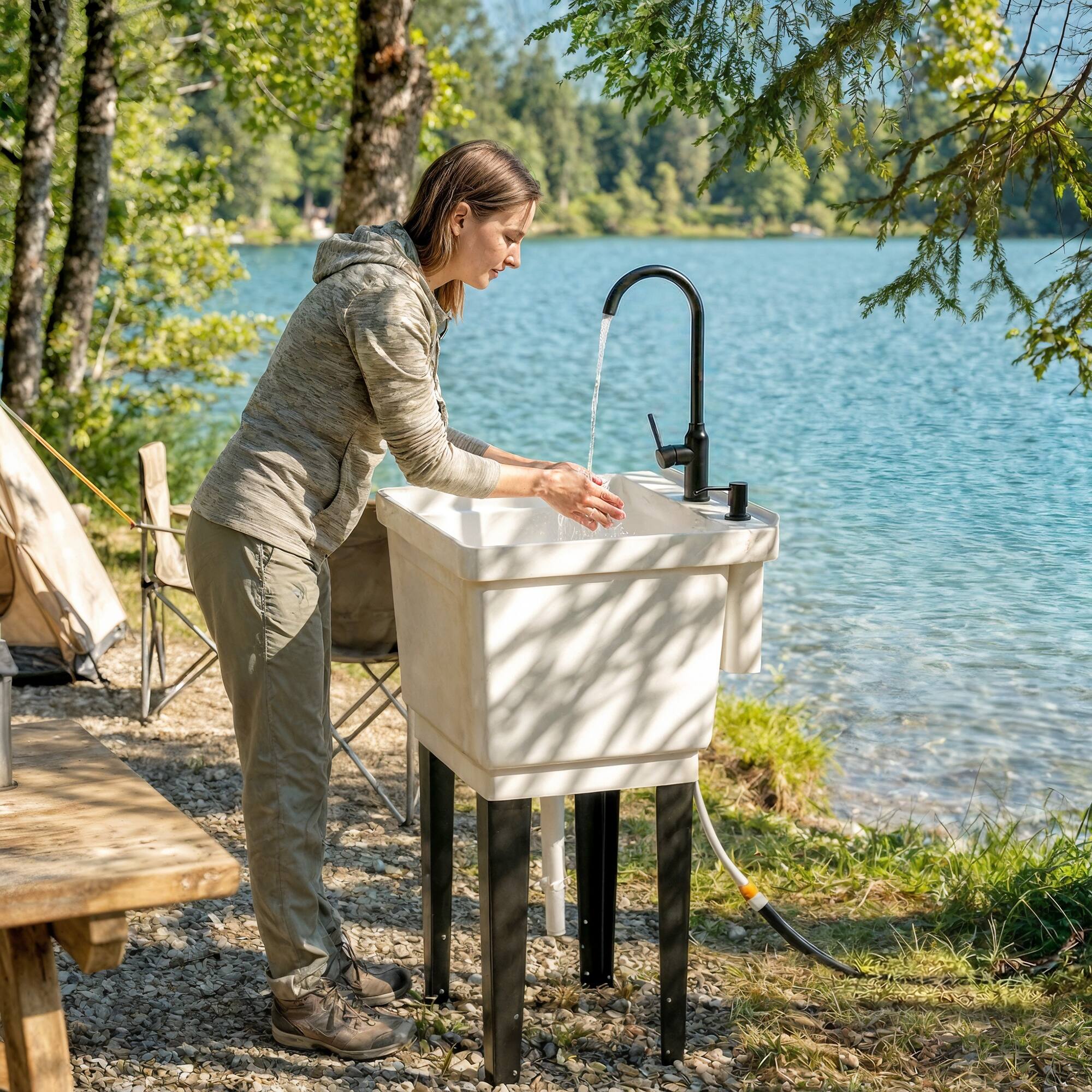Alt View 1. Outsunny - 23-Gallon Utility Sink Laundry Tub for Washing Room - White.