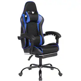 Anysun - Massage Gaming Chair with PU Material Seat Moulded Sponge Comfortable and Safe - Blue