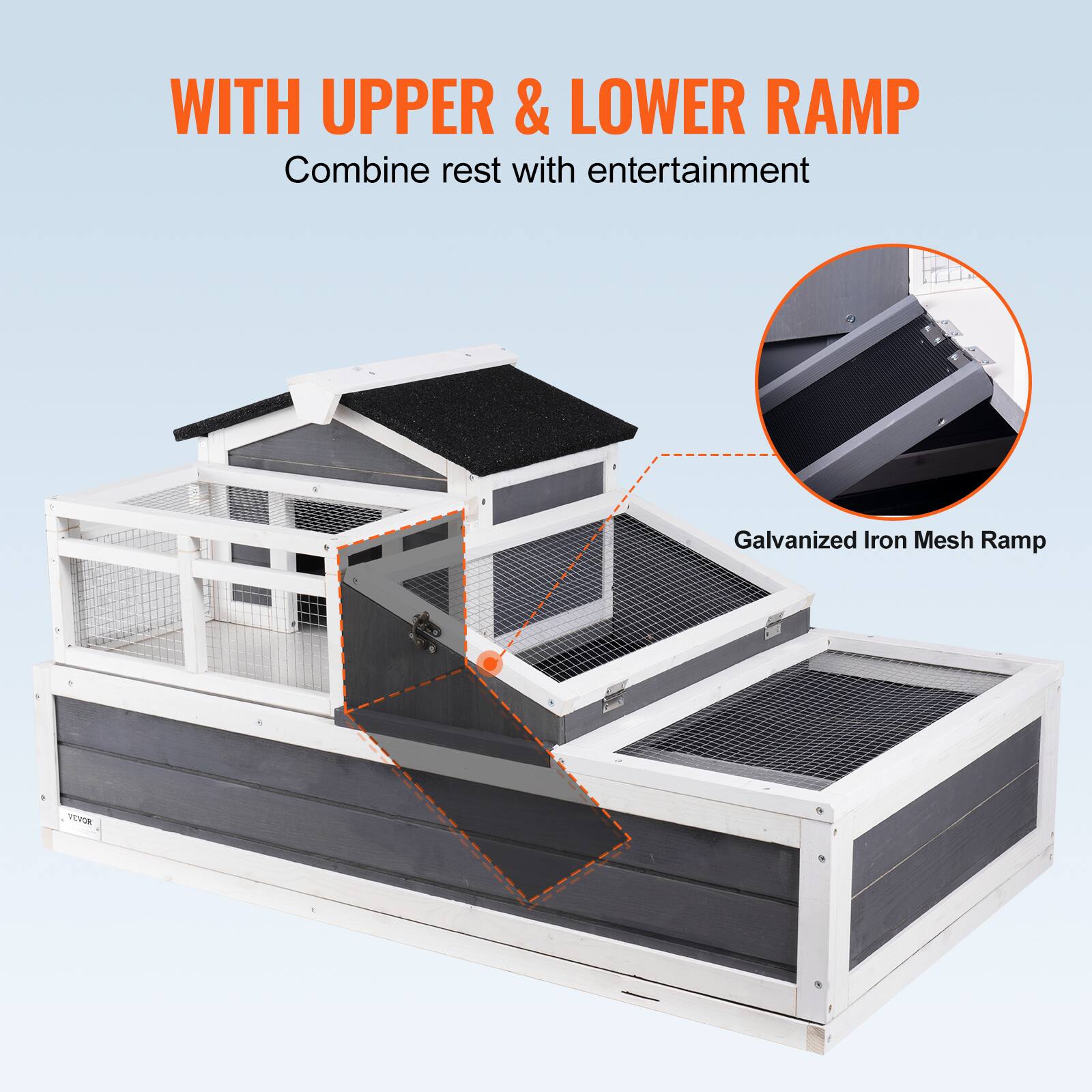 WITH UPPER & LOWER RAMP  
Combine rest with entertainment  

Galvanized Iron Mesh Ramp