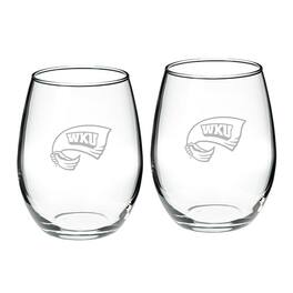 Jardine - Western Kentucky Hilltoppers 2-Piece 21oz. Stemless Wine Glass Set - Multicolor