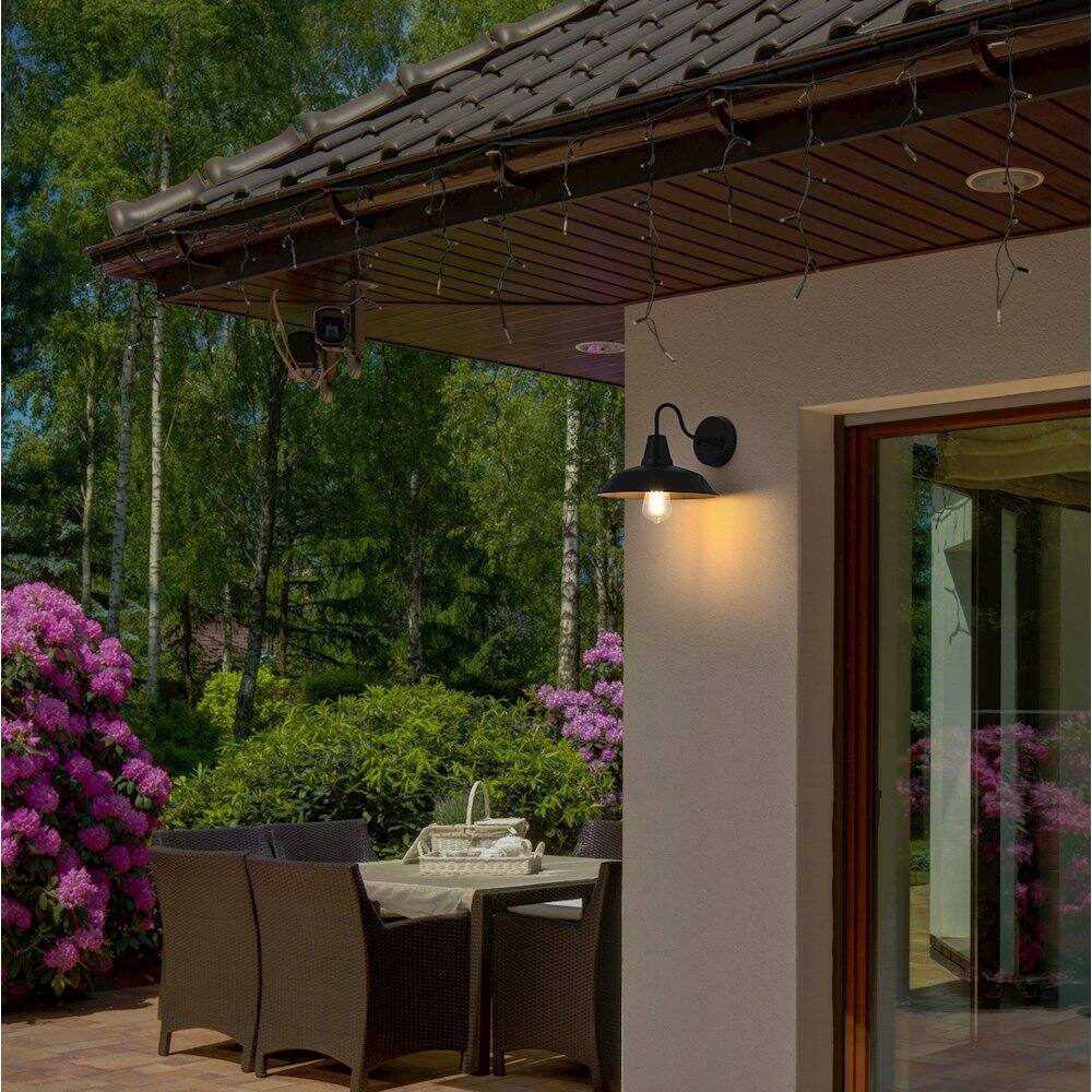 Alt View 4. Elegant Lighting - Tinsley 13 inch Outdoor Wall sconce in Black - Black And Clear.