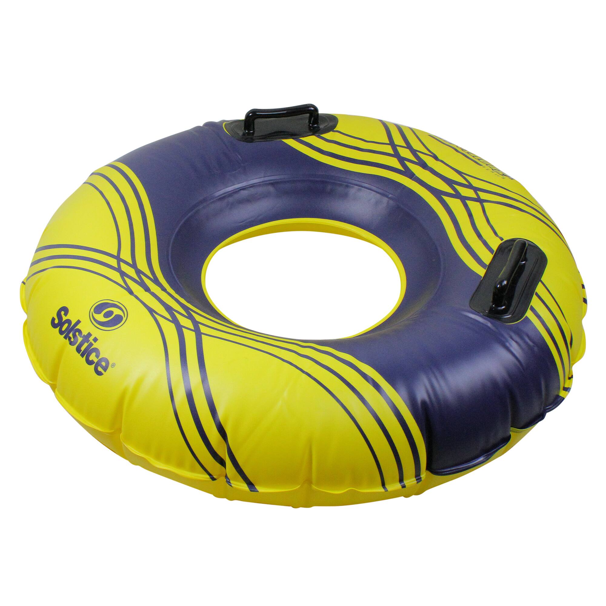 Alt View 4. Swim Central - Striped Solstice Inflatable Swimming Pool Ring Inner Tube - 42" - Yellow and Blue - Yellow.
