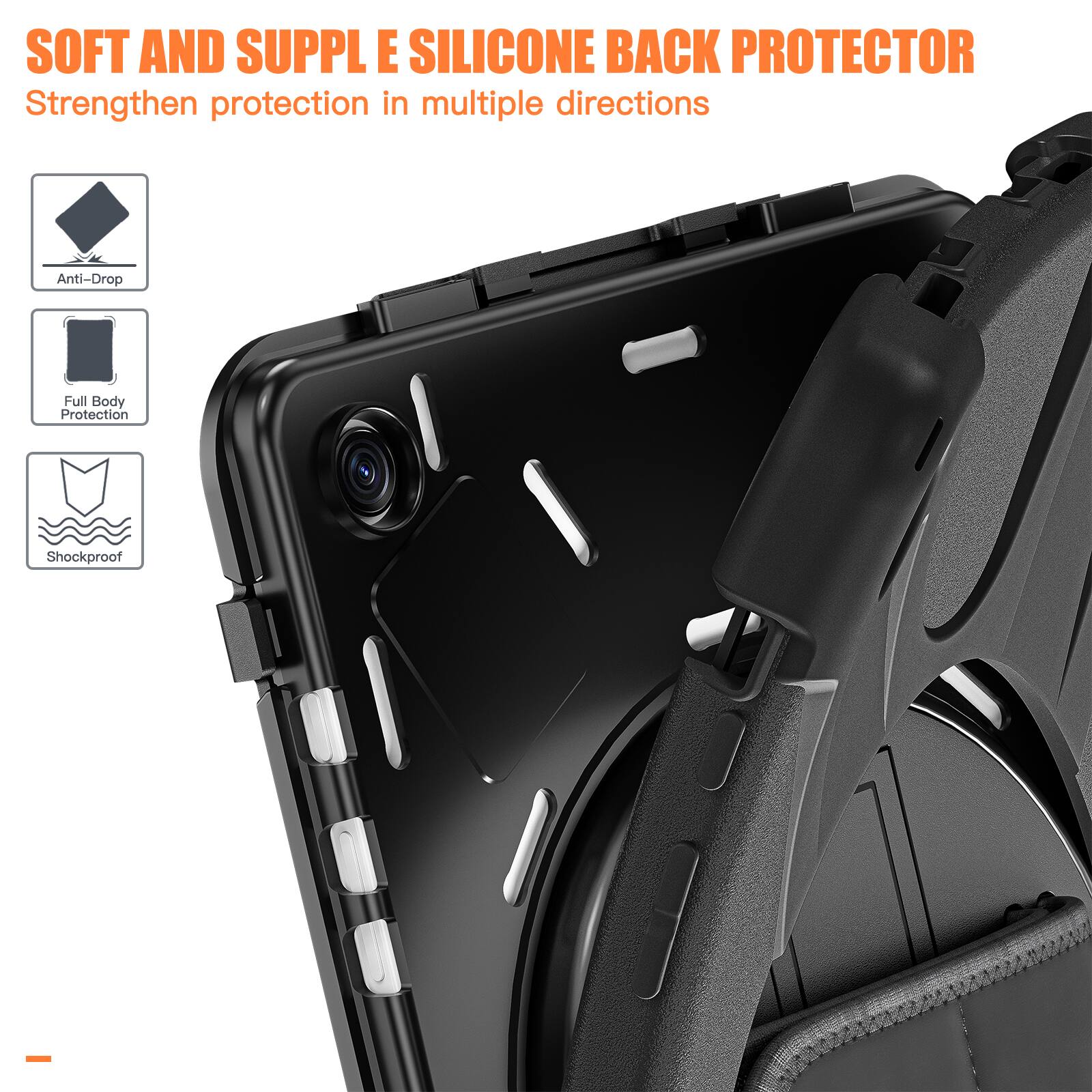 SOFT AND SUPPLE SILICONE BACK PROTECTOR  
Strengthen protection in multiple directions  

- Anti-Drop  
- Full Body Protection  
- Shockproof