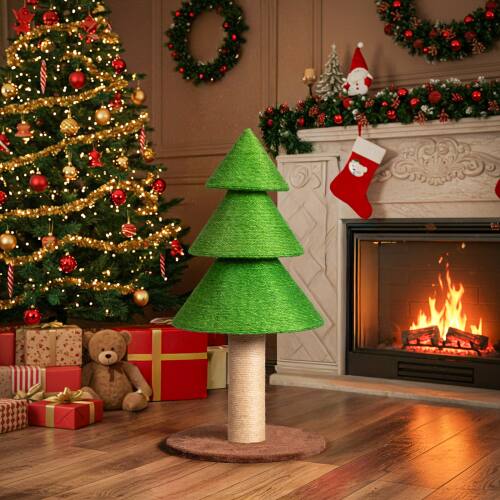 Alt View 8. Winado - Portable 31.5in Christmas Cat Tree Large Sisal Cat Scratching Post, Tower for Cats Toy Indoor Party Holiday Decoration - Grass Green.