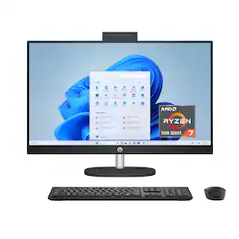 HP - 27" Full HD All-in-One with Adjustable Height - AMD Ryzen 7 7730U - 8GB Memory - 512GB SSD - Jet Black
