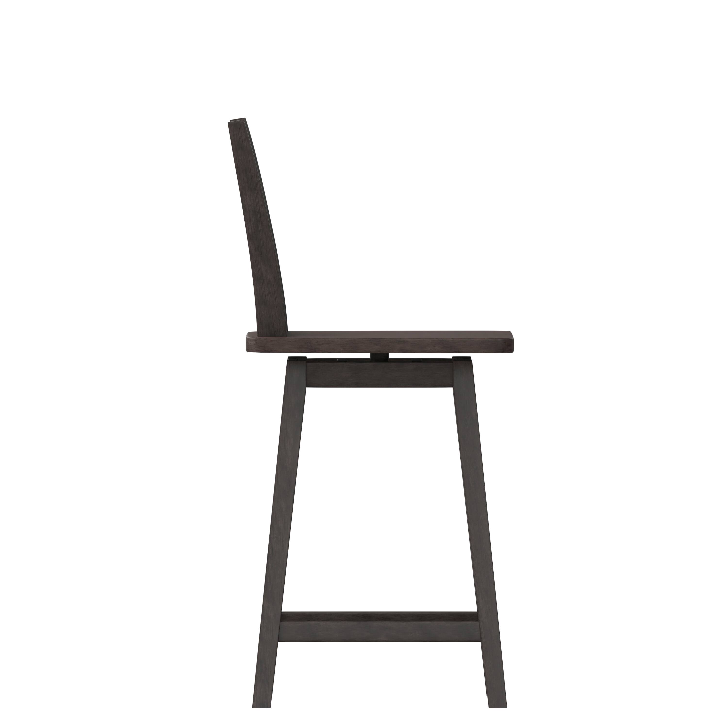 Left. Flash Furniture - Gwendolyn Commercial Grade Solid Wood Modern Farmhouse Swivel Counter Height Barstool in Gray Wash Walnut - Gray.