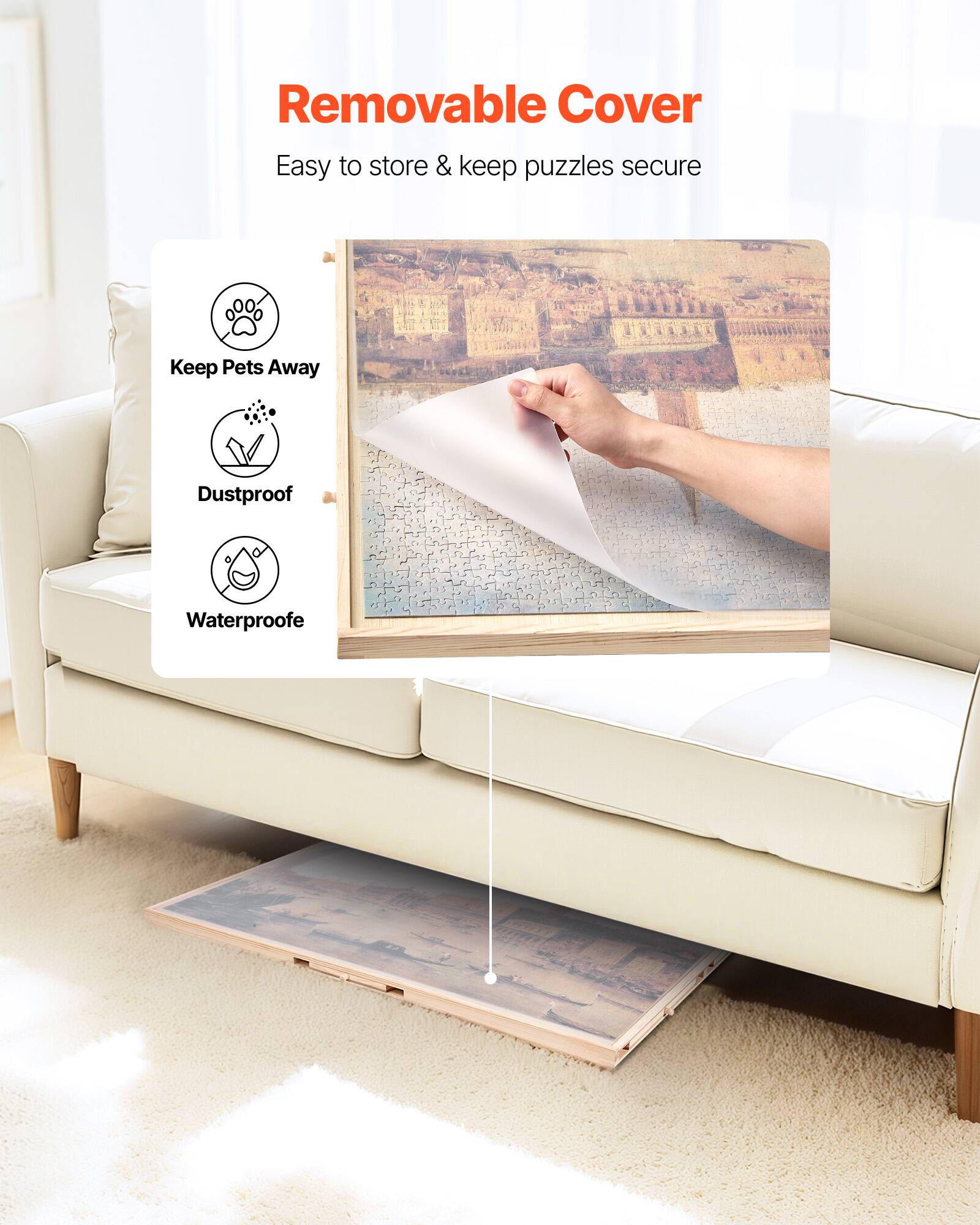 Removable Cover, Easy to store & keep puzzles secure, Keep Pets Away, Dustproof, Waterproof