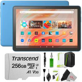 Amazon - Fire HD 10 10.1" 32GB Wi-Fi Tablet 13th Gen 256GB MicroSD Bundle - Ocean