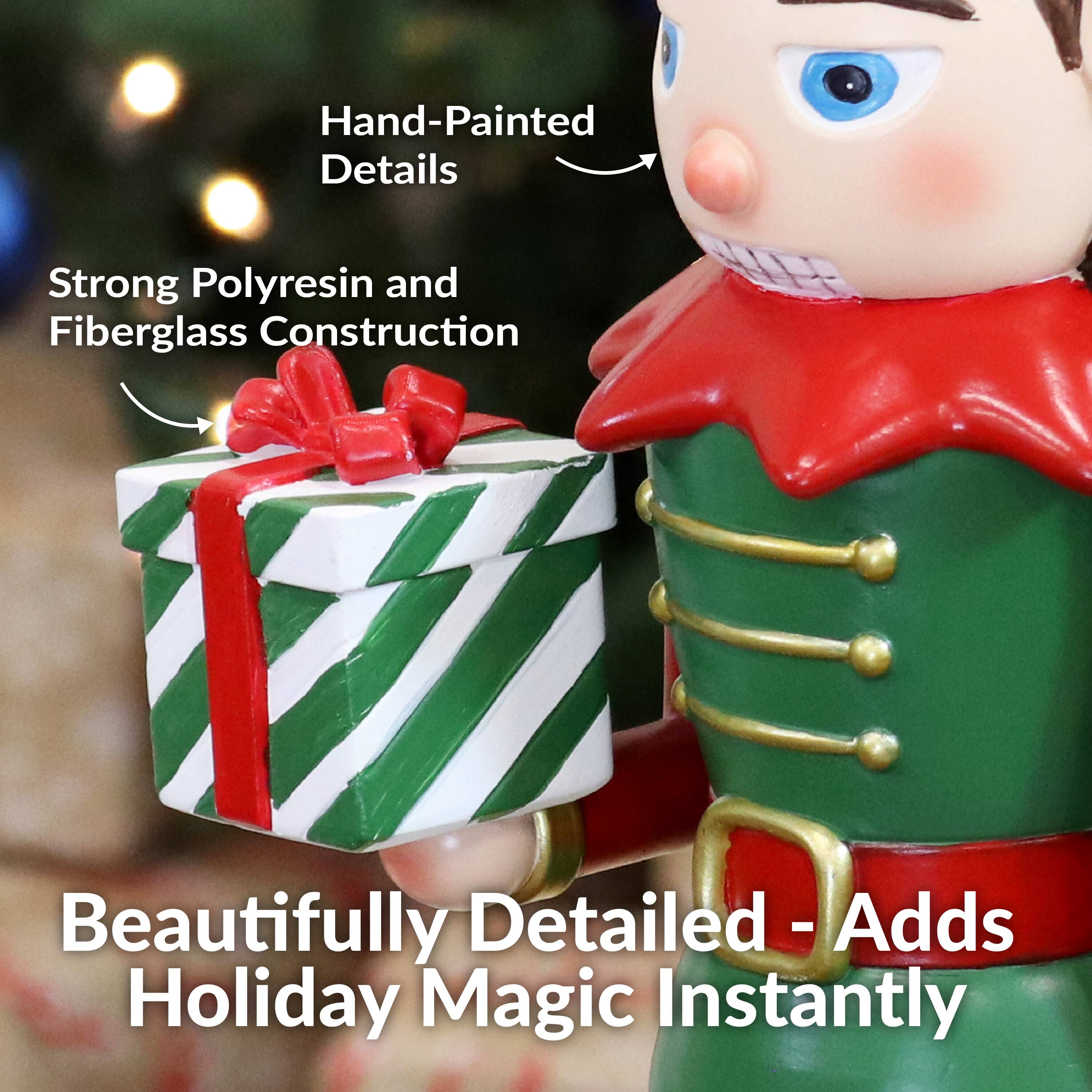 Hand-Painted Details  
Strong Polyresin and Fiberglass Construction  
Beautifully Detailed - Adds Holiday Magic Instantly