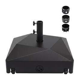 Costway - Mobile Fillable Umbrella Base with4 Wheels, 2 Knobs & Couplers for 1.5"-1.9" Poles - Black