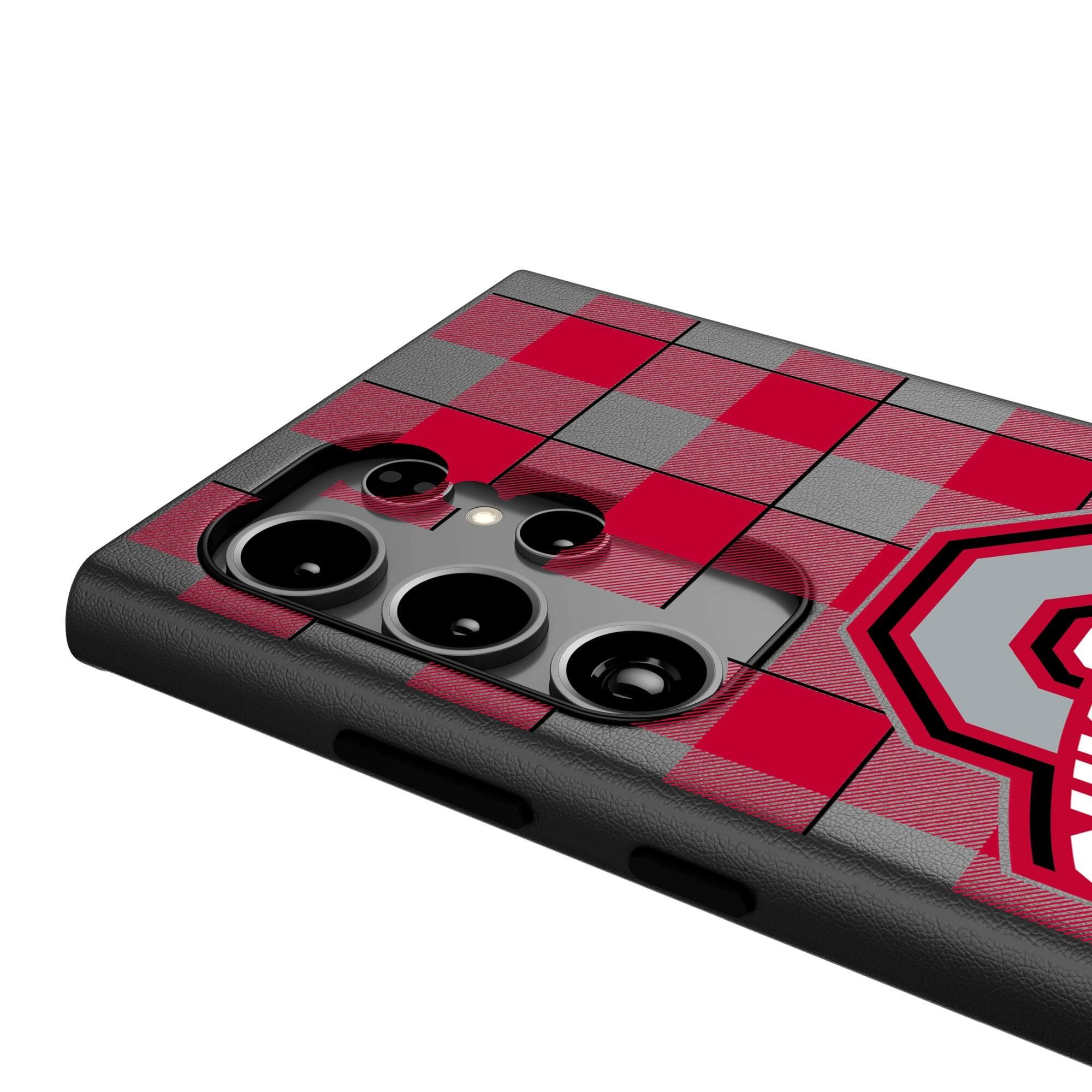 Alt View 3. Keyscaper - Ohio State Buckeyes Plaid Galaxy Magnetic Bump Case - S25 - Black.