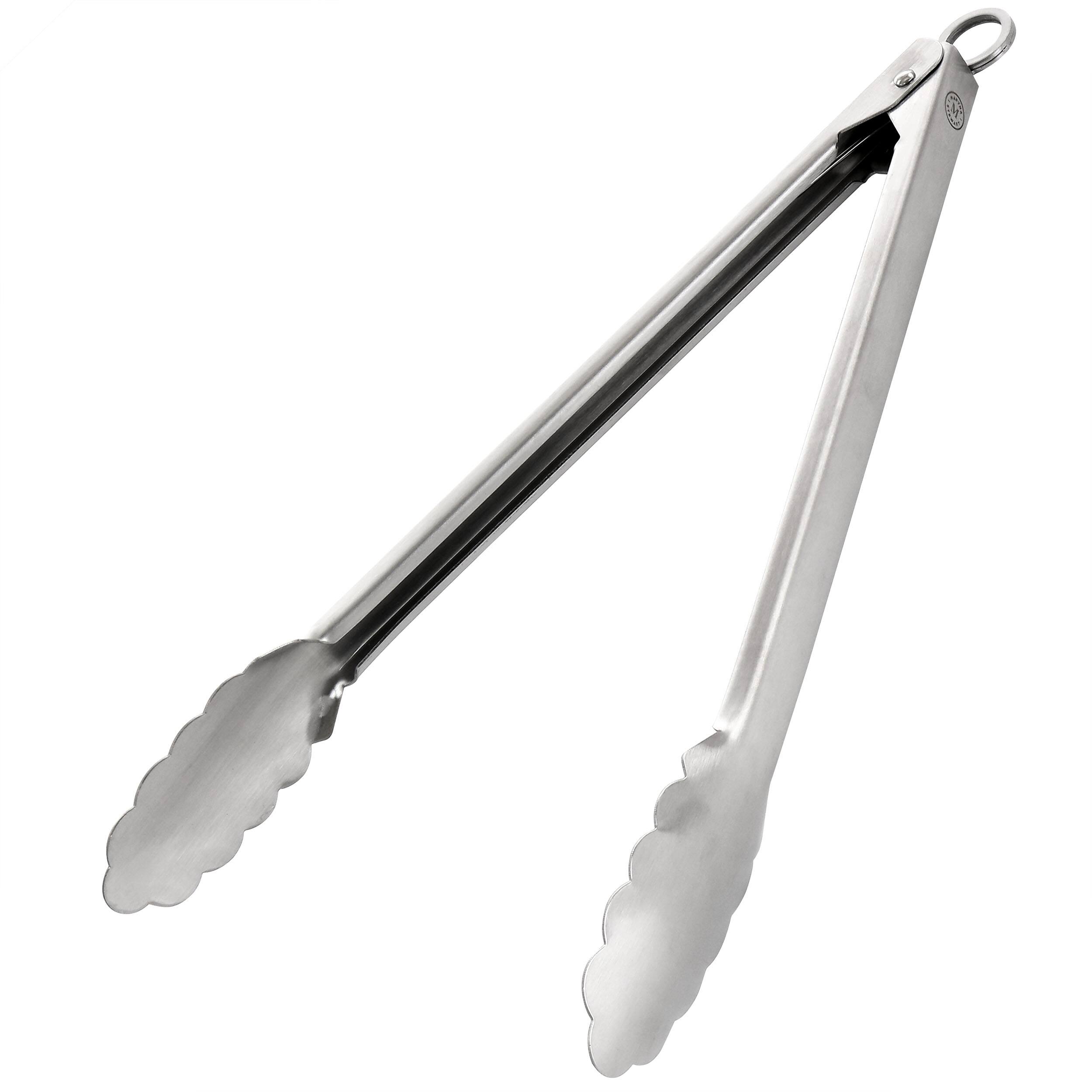 Front. Martha Stewart - Martha Stewart Stainless Steel Easy-Lock Extra Long Kitchen Tongs - Silver.