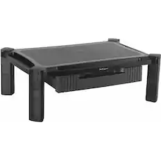 Front. StarTech.com - Adjustable Monitor Riser, Large, Drawer, Monitors up to 32" (22lb/10kg), Adjustable Height, Desk Monitor Stand - Black.
