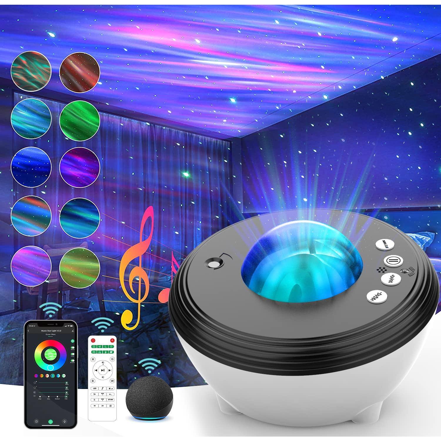 The Best Inks - Aurora Projector Northern Lights Star Speaker/timer/remote White Noise Night Light Galaxy Works With Alexa & Smart App - Default