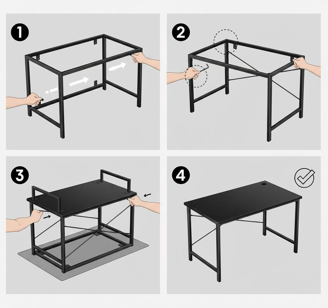 Alt View 4. AOITUN - 31 Inch Black Computer Desk, Minimalist Writing Table with Metal X-Frame, Home Office Study Desk for Students - Black.
