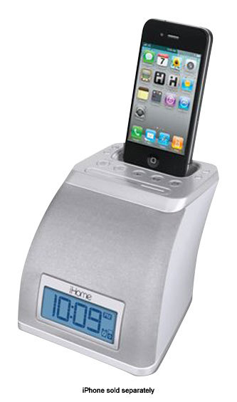 Best Buy: iHome Spacesaver Portable Alarm Clock for Apple® iPod® and  iPhone® White IP21WV