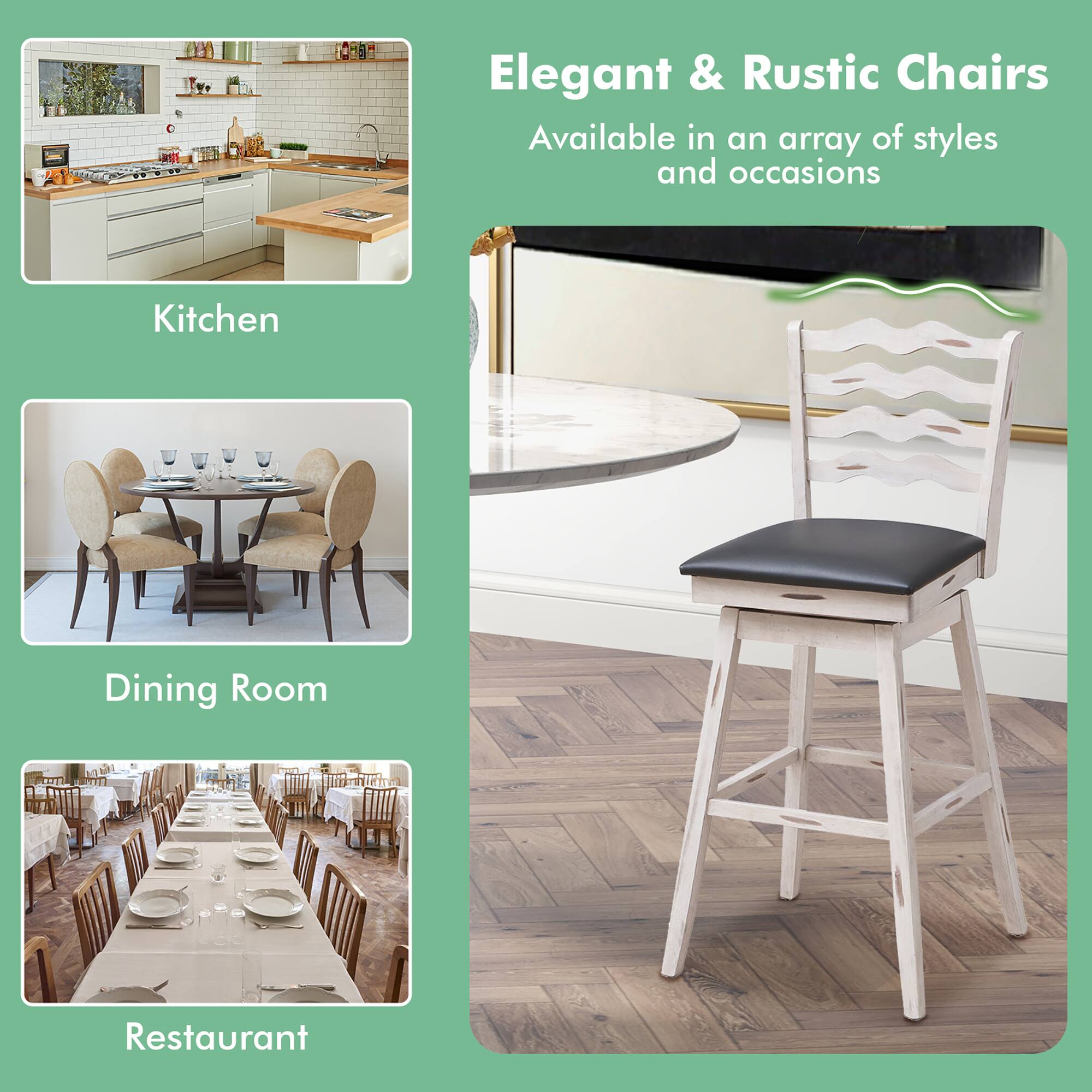 Elegant & Rustic Chairs Available in an array of styles and occasions: Kitchen, Dining Room, Restaurant