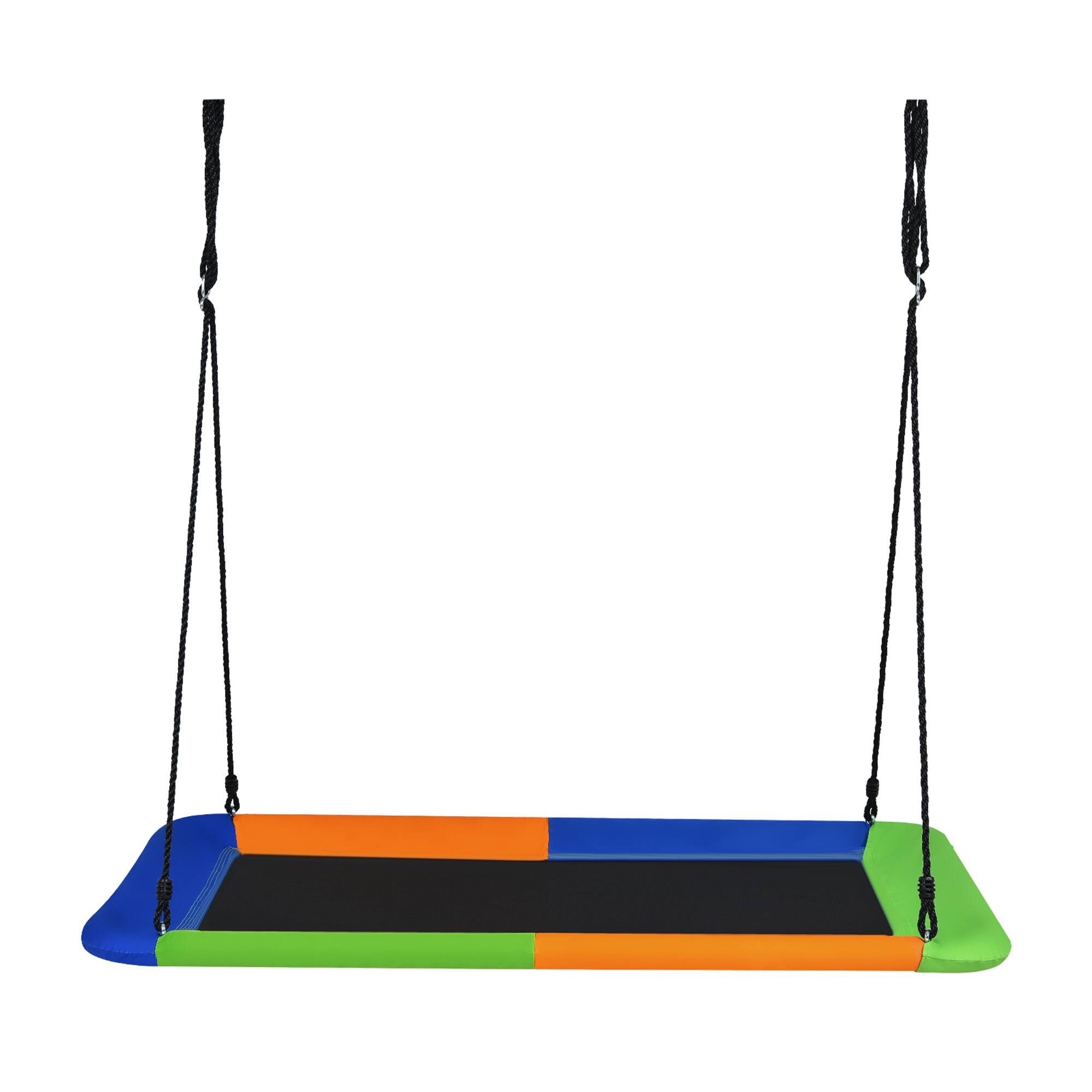 Alt View 3. Gymax - Gymax 60'' Kids Giant Tree Rectangle Swing 700 lbs w/ Adjustable Hanging Ropes Blue+Orange+Green - Orange.