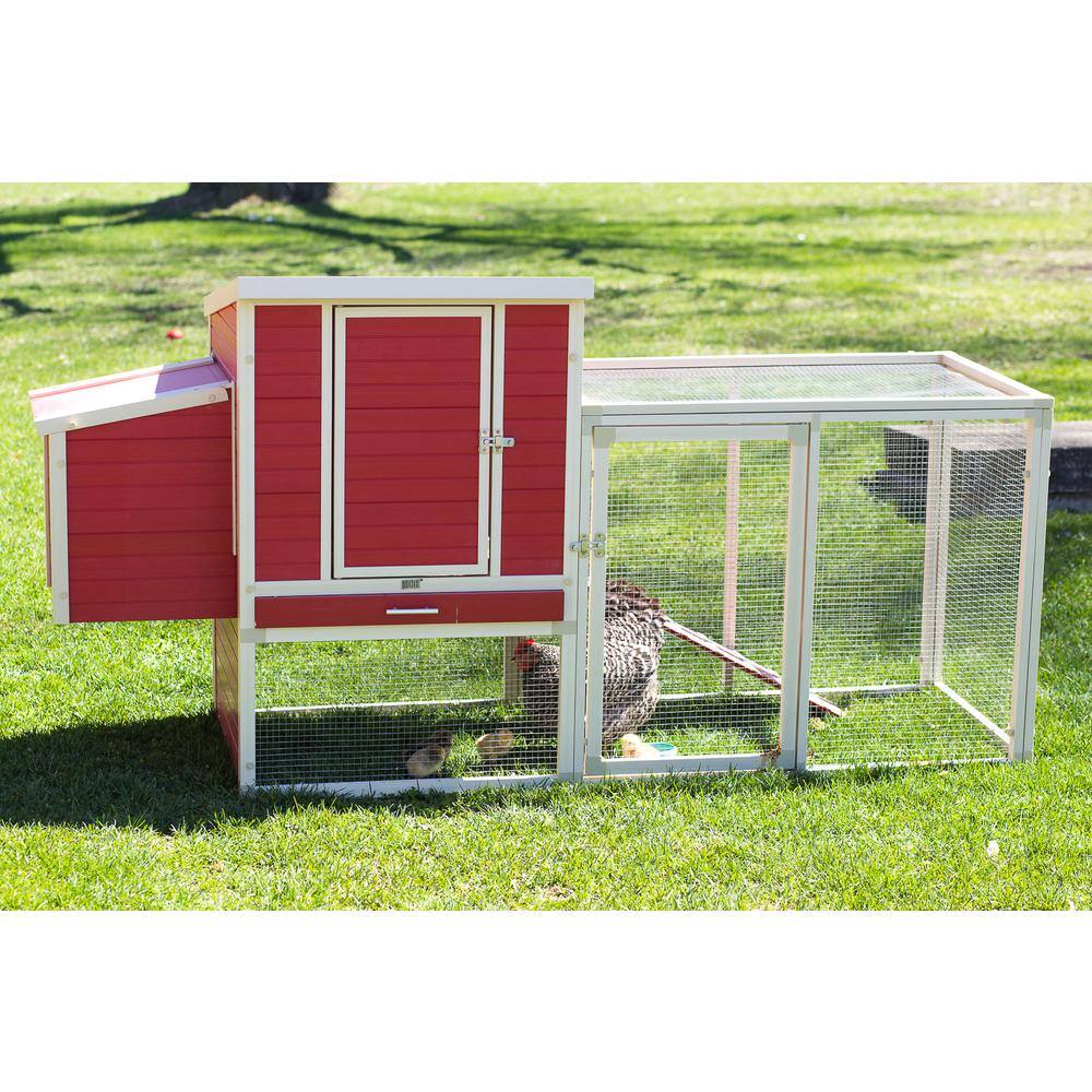 Angle. New Age Pet - ECOFLEX Sonoma Chicken Coop in Red and Maple - Red/Maple.